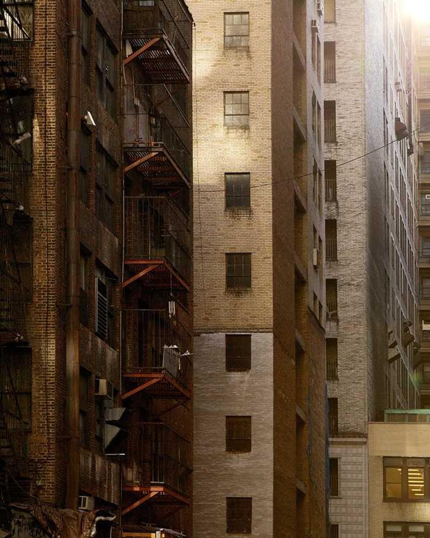 Row of four houses under structural construction